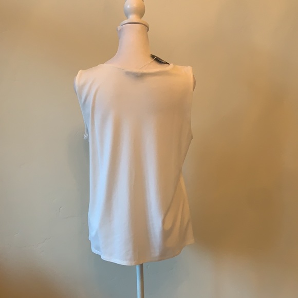 Eileen Fisher Viscose Jersey Jewel Neck Shell. NWT. Size M. White - Picture 2 of 10